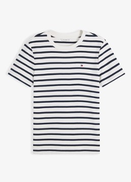 Tommy Hilfiger Dames T-shirt met streepprint in de kleur Breton Ecru Dark Night / Donkerblauw