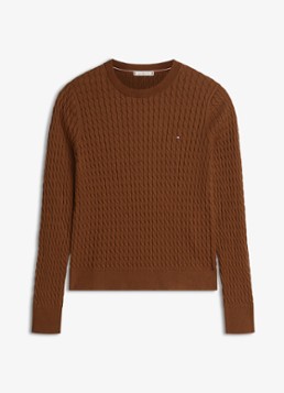 Tommy Hilfiger Dames Grofgebreide trui met structuur in de kleur Bruin