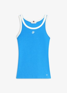 Tommy Hilfiger Dames Tanktop met logoborduring in de kleur Blauw
