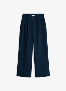 Tommy Hilfiger Dames High waist wide fit pantalon met ceintuur in de kleur Donkerblauw