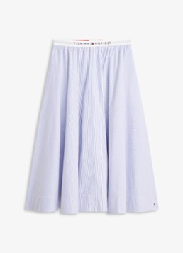 Tommy Hilfiger Dames Poplin midi rok met plooien in de kleur Lichtblauw