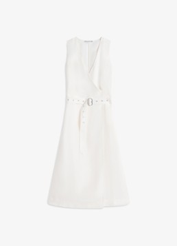 Tommy Hilfiger Dames Midi jurk met ceintuur in de kleur Wit