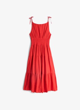 Tommy Hilfiger Dames Midi jurk in katoenblend in de kleur Rood