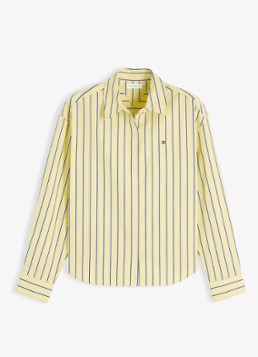 Tommy Hilfiger Dames Blouse met streepprint en logo in de kleur Geel