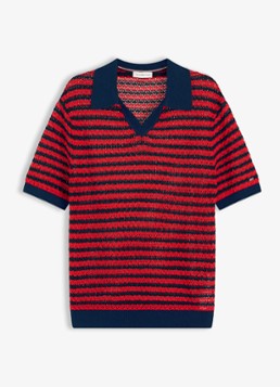 Tommy Hilfiger Dames Grofgebreide trui met streepprint in de kleur Rood