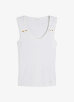Tommy Hilfiger Dames Tanktop met ribstructuur in de kleur Gebroken wit