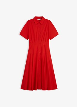 Tommy Hilfiger Dames Midi jurk met plooien in de kleur Vuurrood
