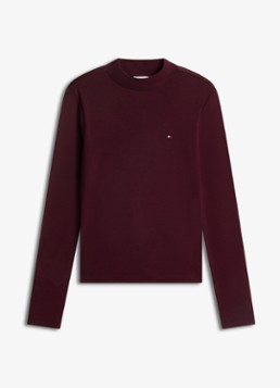 Tommy Hilfiger Dames Longsleeve met col in de kleur Bordeauxrood