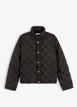 Tommy Hilfiger Dames Gewatteerde jas met logoborduring in de kleur Zwart