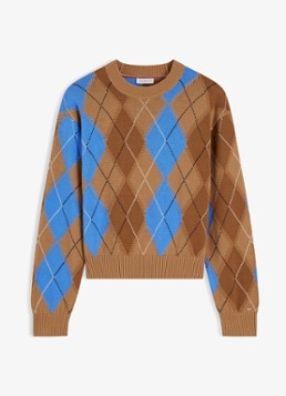 Tommy Hilfiger Dames Grofgebreide trui met ruit dessin in de kleur Beige