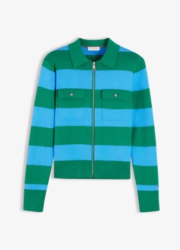 Tommy Hilfiger Dames Ribgebreid vest met streepprint in de kleur Blauw