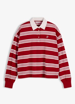Tommy Hilfiger Dames Longsleeve met streepprint in de kleur Rood