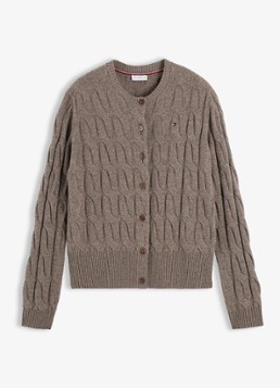 Tommy Hilfiger Dames Vest van wol met logo in de kleur Bruin