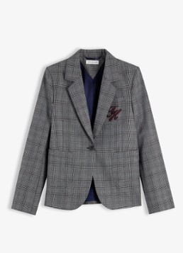 Tommy Hilfiger Dames Single-breasted blazer in wolblend met ruitdessin in de kleur Grijs