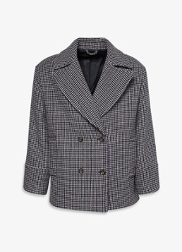 Calvin Klein Dames Double-breasted mantel met pied-de-poule dessin in de kleur Grijs