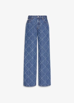Calvin Klein Dames High waist wide fit jeans met logoprint in de kleur Denim