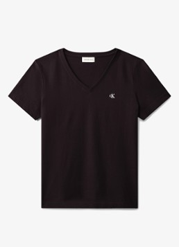 Calvin Klein Dames T-shirt met logoborduring in de kleur Zwart