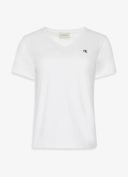 Calvin Klein Dames T-shirt met logoborduring in de kleur Wit