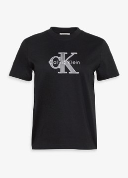 Calvin Klein Dames T-shirt met logoborduring in de kleur Zwart