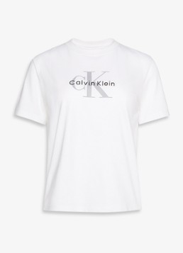 Calvin Klein Dames T-shirt met logoborduring in de kleur Wit