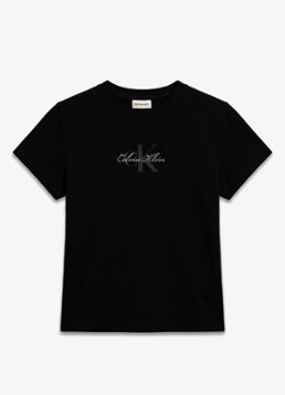 Calvin Klein Dames Cropped T-shirt met logo in de kleur Zwart