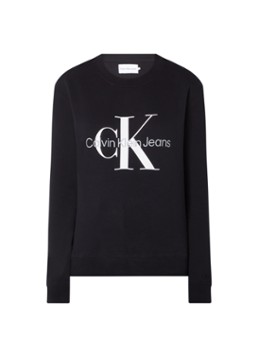 Calvin Klein Dames Sweater van katoen met logoprint in de kleur Zwart