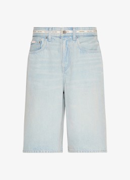 Calvin Klein Dames High waist wide fit korte broek van denim in de kleur Fresh Water-Yp3 / Blauw