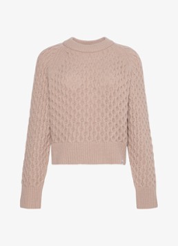 Calvin Klein Dames Kabelgebreide trui in merino wolblend in de kleur Donkerkhaki