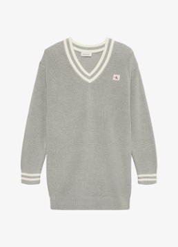 Calvin Klein Dames Mini trui-jurk met logo in de kleur Lichtgrijs