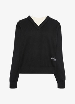 Calvin Klein Dames Fijngebreide trui met logoborduring in de kleur Zwart