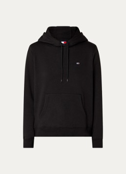 Tommy Hilfiger Dames Hoodie met kangoeroezak en logo in de kleur Zwart