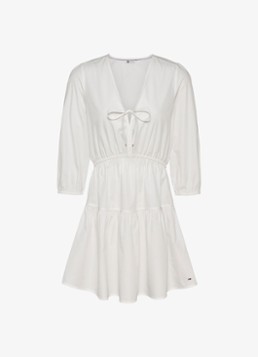 Tommy Hilfiger Dames Poplin mini blousejurk van katoen in de kleur Wit