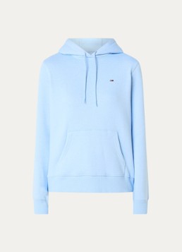 Tommy Hilfiger Dames Hoodie met kangoeroezak en logo in de kleur Lichtblauw