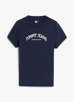Tommy Hilfiger Dames T-shirt met logo in de kleur Donkerblauw
