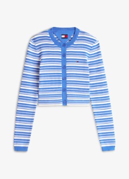 Tommy Hilfiger Dames Fijngebreid vest met streepprint in de kleur Blauw