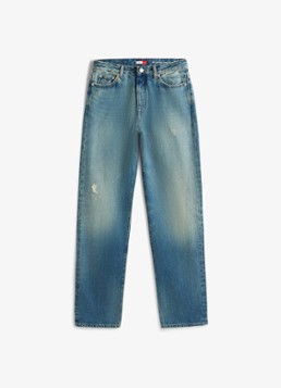 Tommy Hilfiger Dames High waist straight fit jeans van katoen in de kleur Donkerblauw