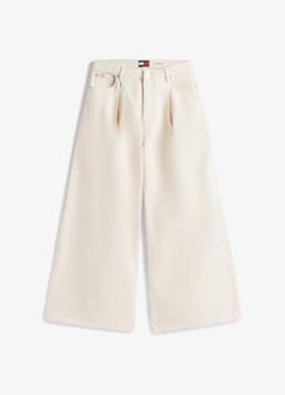 Tommy Hilfiger Dames Mid waist wide fit jeans van katoen in de kleur Gebroken wit