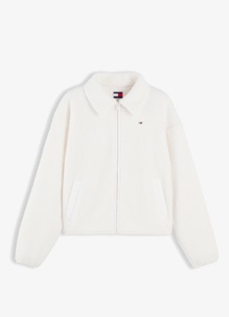 Tommy Hilfiger Dames Vest van teddy met ruit dessin in de kleur Wit