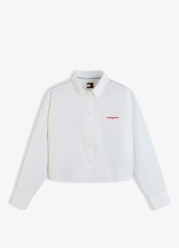 Tommy Hilfiger Dames Blouse met streepprint en logoborduring in de kleur Gebroken wit