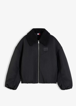 Tommy Hilfiger Dames Bomberjack met logoborduring in de kleur Zwart