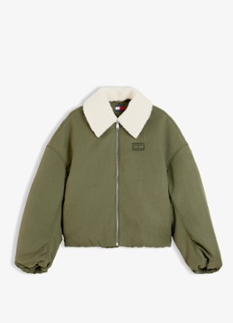 Tommy Hilfiger Dames Bomberjack met logoborduring in de kleur Donkergroen