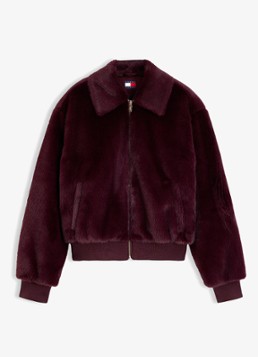 Tommy Hilfiger Dames Jack van imitatiebont in de kleur Donkerrood