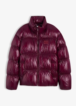 Tommy Hilfiger Dames Gewatteerde puffer jas met steekzakken in de kleur Cranberryrood