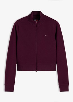Tommy Hilfiger Dames Sweatvest met opstaande kraag in de kleur Paars