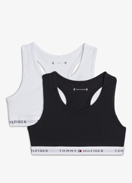 Tommy Hilfiger Meisjes Bralette met logoband in 2-pack in de kleur Zwart