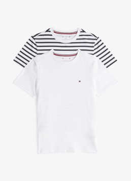 Tommy Hilfiger Jongens T-shirt met logo in 2-pack in de kleur Wit