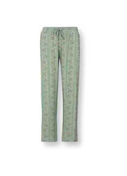 Pip Studio Dames Belin Rosa Rani pyjamabroek met bloemenprint in de kleur Turquoise, maat: S
