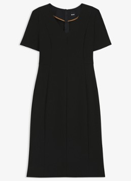 BOSS Dames Damaisa midi jurk met V-hals in de kleur Zwart