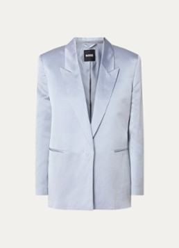 BOSS Dames Jovanamia blazer in linnenblend met paspelzakken in de kleur Blauwgrijs