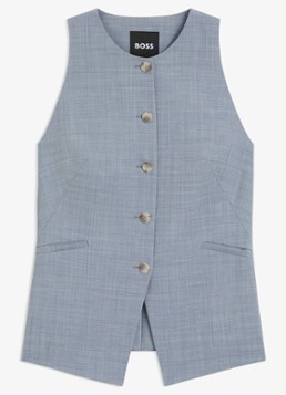 BOSS Dames Gilet met paspelzakken in de kleur Blauwgrijs